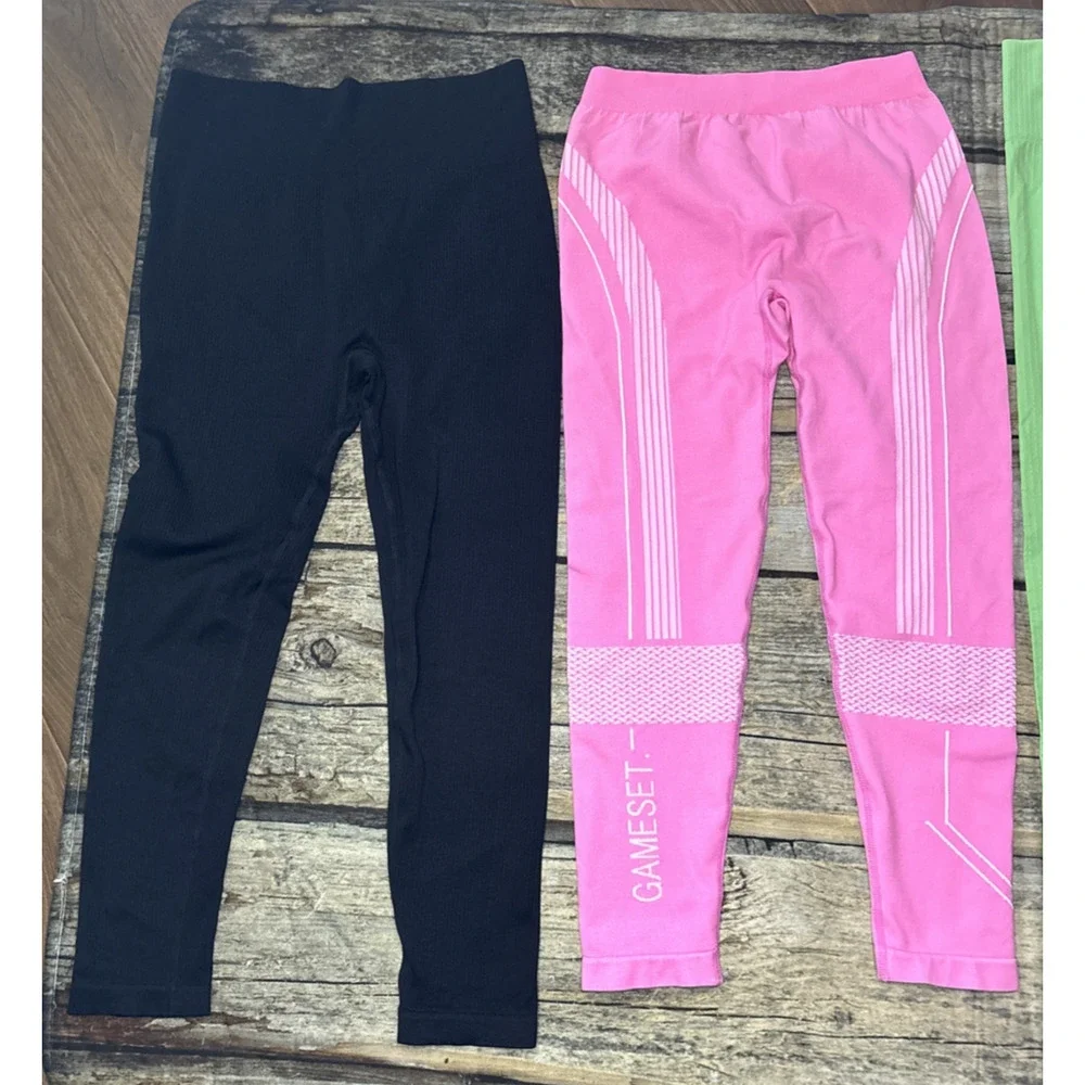 4pc Scrunch Butt High Waist Activewear Leggings Lot Large Yoga Workout Pink